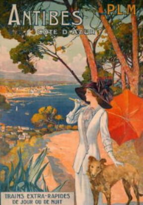 PubblicitÃ . Manifesto francese del sec. XX che reclamizza la localitÃ  di Antibes sulla Costa Azzurra e la rapiditÃ  dei collegamenti ferroviari (Milano, Civica Raccolta Stampe A. Bertarelli).Milano, Civica Raccolta Stampe A. Bertarelli